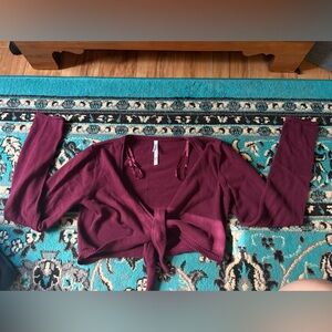 Aeropostale Deep Red Tie-Front Blouse